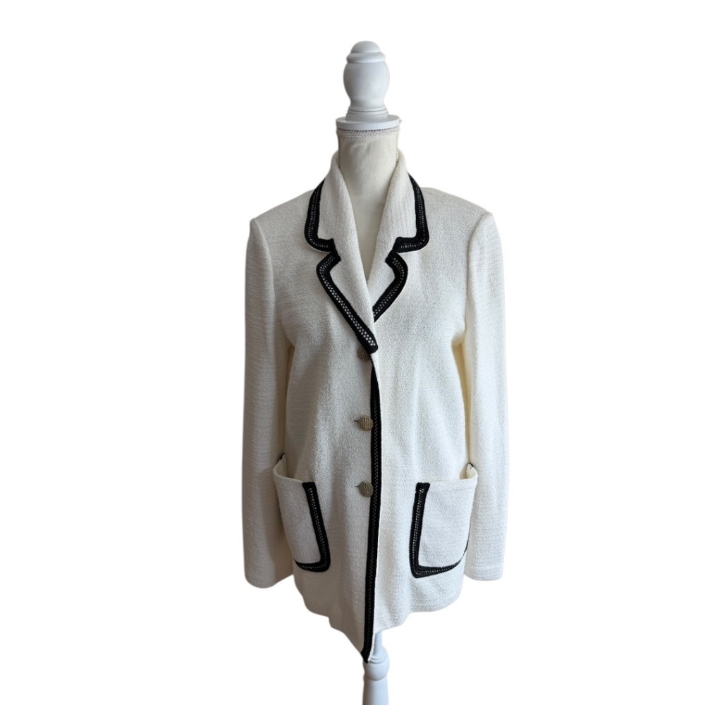 St. John Button Down Textured Knit Blazer Jacket 10